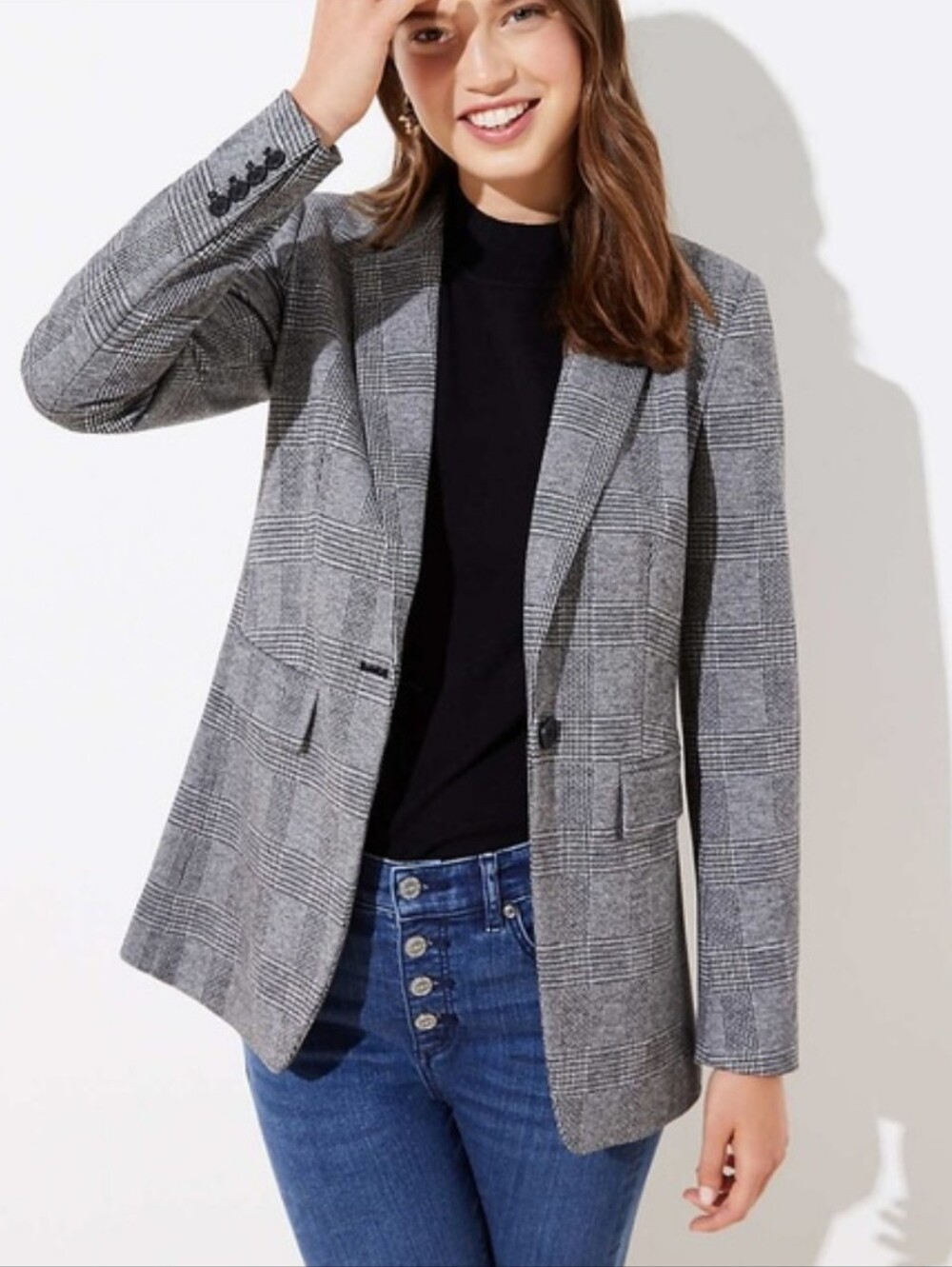 LOFT Plaid Knit Blazer - Size 2